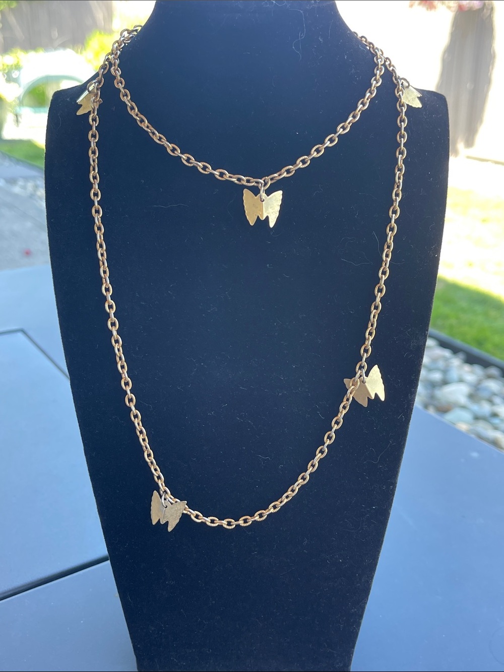 Sarah Coventry Gold Butterfly Layered Charm Necklace